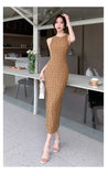 Anokhinaliza 2024 Summer New Elegant Party Bodycon Beautiful Long Dresses for Women Sleeveless High Waist Slim Split Sundress Female Clothing