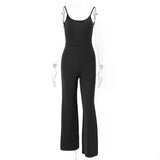 Anokhinaliza - Sexy Backless Spaghetti Strap Jumpsuit Woman Summer Black Skinny Bodycon Bodysuit Pants Holiday Ladies Casual Jumpsuits