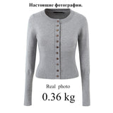 Anokhinaliza Fall Single-breasted Buttons Sweater Cardigan Brown Casual Short Knitted Sweater O Neck Women Knitted Cardigan