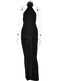 Anokhinaliza Elegant Women Sexy Bandage Sleeveless Halter Party Evening Long Dress 2024 Spring Backless Slim Solid Maxi Dress