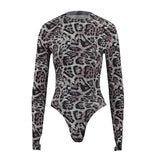 Anokhinaliza High-quality new women's fall in Europe and the United States on the new leopard print sexy undershirt jumpsuit