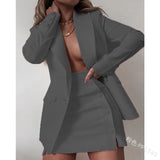 Anokhinaliza Women Elegant Office 2 Pieces Sets Solid Suits with Skirts Sets Women Plus Size 5XL Business Women Sets Blazer and Skirt