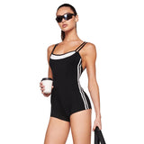 Anokhinaliza Sexy Black Rompers Fake Two Pieces Side Striped Spaghetti Strap Backless Jumpsuits Summer Outfits Women 2024