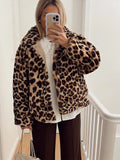 Anokhinaliza Casual Double Side Wearing Women's Coat Fashion Retro Loose Plush Leopard Coats Women Winter Thick Windproof Warm Outerwears