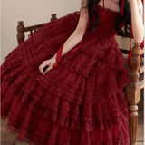 Anokhinaliza New Long Dress Prom Dress Red Formal Dress with Intricate Hemline Birthday Evening Dress