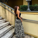 Anokhinaliza Print Patchwork Strapless Long Dress Women Elegant Sleeveless Backless Party Dress Summer Slim Strapless Long Dress 2024 New