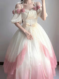 Anokhinaliza Dress Adult Princess Prom Gradually Varied Pink Mesh Skirt