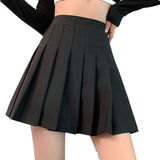 Anokhinaliza - School Sexy JK Pleated Skirt Female High Waist Mini Tennis Skirt Girl Uniform Kawaii Fashion Women Black White Skirt Shorts