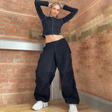 Anokhinaliza Hiphop Baggy Cargo Pants Women Parachute Vintage Retro Sweatpant Jogger Sport Y2k Streetwear Clothes