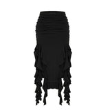 Anokhinaliza Tassel White Long Skirts For Women 2024 Elegant Bodycon High Waist Asymmetrical Split Hem Y2K Sexy Party Skirt Streetwear