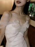 Anokhinaliza  Simple Lightweight Wedding Dress Fishtail Light Luxury White Small Tail  Yarn Slim Fit Slimming Bride Engagement