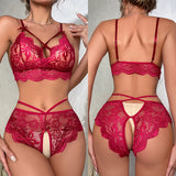 Anokhinaliza Comfortable Lace Sexy Lingerie Women Bra And Panty Set See Through Lingerie Sets Open Crotch Female Underwear Erotic Costumes