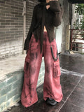 Anokhinaliza Women Dark Academia Grunge Japanese Harajuku Y2K Streetwear Low Rise Denim Pants Loose Jeans 2000s Aesthetic Baggy Goblin Core