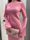 Anokhinaliza Fashion Slim Maxi Dress For Women Long Sleeve High Waist Elegant Solid Party Dress Casual Luxury Ladies Autumn Dress