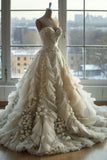 Anokhinaliza Princess Ball Gown Sweetheart Neckline Pleats White Tulle Wedding Dresses SD1751