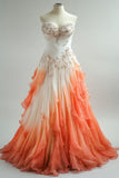 Anokhinaliza Retro Ball Gown Sweetheart Orange Ombre Chiffon Evening Dress Prom Dresses SD1771