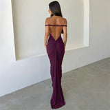 Anokhinaliza Twist Halter Neck Backless Long Dresses For Women Elegant Sexy Party Maxi Dress Purple Black Green Summer 2024 Y2K