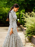 Anokhinaliza Lady Chic High Waist Printed Maxi Dress Fashion Half High Neck Long Sleeves Vestidos 2024 Spring Lady Elegant High Streetwear