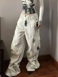 Anokhinaliza Woman Dark Academia Goblin Core Jeans Baggy Graffiti Denim Pants Japanese Fashion Cyber Gyaru Unisex Hip-hop Trashy Y2k 2000s