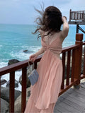 Anokhinaliza Summer New Fashion Sexy Pleated Holiday Beach Long Dresses for Women Vacation Spaghetti Strap A line Ladies Robe 2024 Sundress