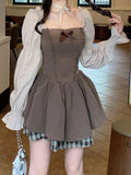 Anokhinaliza Korean Fashion Kpop Kawaii Dress Soft Girls Sweet Vintage Fairy Princess Mini Short Dresses Autumn New In