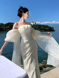 Anokhinaliza Elegant Solid Formal Ocassion Dresses Summer Chic Backless Wedding Party Vestidos Female Fashion Straps Slim Robe 2024 New