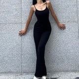 Anokhinaliza - Sexy Backless Spaghetti Strap Jumpsuit Woman Summer Black Skinny Bodycon Bodysuit Pants Holiday Ladies Casual Jumpsuits