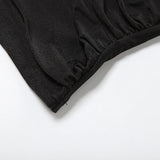 Anokhinaliza Women Solid Glossy 2 Piece Set Wrap V Neck Gloves Long Sleeve Off Shoulder Slim T-shirts Tops Split Flare Pants Streetwear Suits