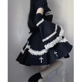 Anokhinaliza Harajuku Maid Kawaii Lolita Dress Women Costumes Hollow Out Aesthetic Cosplay Lace Trim Y2k Clothes Anime Dresses Woman