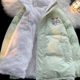 Anokhinaliza Winter New American Star Embroidery Cotton-padded Jacket Female Y2K Harajuku Lazy Wind Casual Loose Wild Student Collar Coats