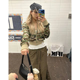 Anokhinaliza Women Clothing Solid Green Baggy Fleece Version Vintage Chic Design Contrasting Colors Sweatshirt Lazy Casual 2024 Autumn Tops
