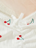 Anokhinaliza Young Girls Printed Homewear Night Cute Stretch Top And Panty Underwear White Sleepwear Set