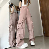 Anokhinaliza Streetwear Cargo Pant Women Y2K Oversized Wide Leg Sweatpants Baggy Casual Joggers Bf High Waist Big Pockets Sports Trousers New