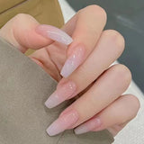 Anokhinaliza Nail Art Fake Nails Japanese Ballerina Press on Nails Set  Diamond Streamer Flash Fly Butterfly Seamless Removable False Nail