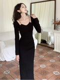 Anokhinaliza Women Sexy Bodycon Wedding Runway Party Dress Autumn Elegant Birthday Evening Prom Robe Spring Fashion Female Solid Clothing