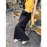 Anokhinaliza Korean Retro Contrast Color Plaid Loose A-line Skirt Women 2024 Summer New Streetwear High Waist Lace Up Casual Mid-length Skirt