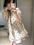 Anokhinaliza Sweet Dot Short Dress Women Summer New Ruffles A-line Bow Kawaii Birthday Party Dress Y2K Casual Korean Chic Vestido Mujer