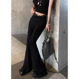 Anokhinaliza High Waist Lace Splicing Sexy Slim Wide Leg Pants Women 2024 Summer New Streetwear Solid Color All Match Casual Pants