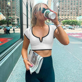 Anokhinaliza 2024 Summer Y2K Casual Simple Tees Square Neck Short Sleeve Crop Tops Women Fashion Tight Skinny Sexy White Black Shirt