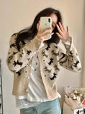 Anokhinaliza Elegant Slim Sweater Doggy Embroidered Knitted Cardigan Korean Fashion Sueters De Mujer Single-breasted Women's Clothing