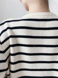 Anokhinaliza - Striped Panelled Soft Elegant Cardigan Sweater Women's Vintage Cropped Sweet Girlish Popular Temper Y2k Clothes 5R315