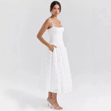 Anokhinaliza Embroidered Camisole Top Women's 2025 Summer New Style Vacation Style White Large Skirt Long Skirt Two-piece Set