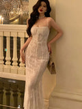 Anokhinaliza Sexy Bodycon Lace Dresses for Women Spaghetti Strap Slim Mermaid Evening Party Dress Prom Robe Summer New Vestidos Mujer 2024