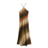 Anokhinaliza Vintage Women Tie Dyed Printed Long Dress Sleeveless Bandage Elegant Backless Hanging Neck Sexy Y2K Evening Dresses Vestidos