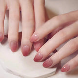 Anokhinaliza Sweet Gradient Pink Fake Nail Tips Ins Simple Nude Color False Nails Round Head Korean Girl Lady Press on nail Wearable 24pcs