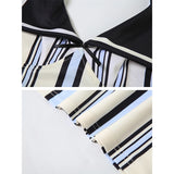 Anokhinaliza Striped Print 2 Pieces Dress Set Trendy Clothes 2024 Summer Outfits Sexy Halter Crop Top And Mini Skirt Sets