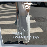 Anokhinaliza High Street Fashion Casual Thin White Sleeveless Dress Women 2024 Spring New Loose Chic Split All-match Mid-Length Dress