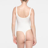 Anokhinaliza White Strappy Bodysuit Sexy Backless Ribbed Bodysuit Romper String Femme Sexy Sleeveless Tank Top Gloved Bodysuit Body