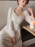 Anokhinaliza 2024 Summer New Women Fashion Elegant White Midi Dresses Vintage Princess Female Party A Line Clothes Prom Robe Vestdios