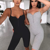 Anokhinaliza Ribbed Knitted Summer Rompers Womens Jumpsuits Biker Shorts Backless Black Sexy Bodycon Bodysuit Ladies Jumpsuit Women Playsuit